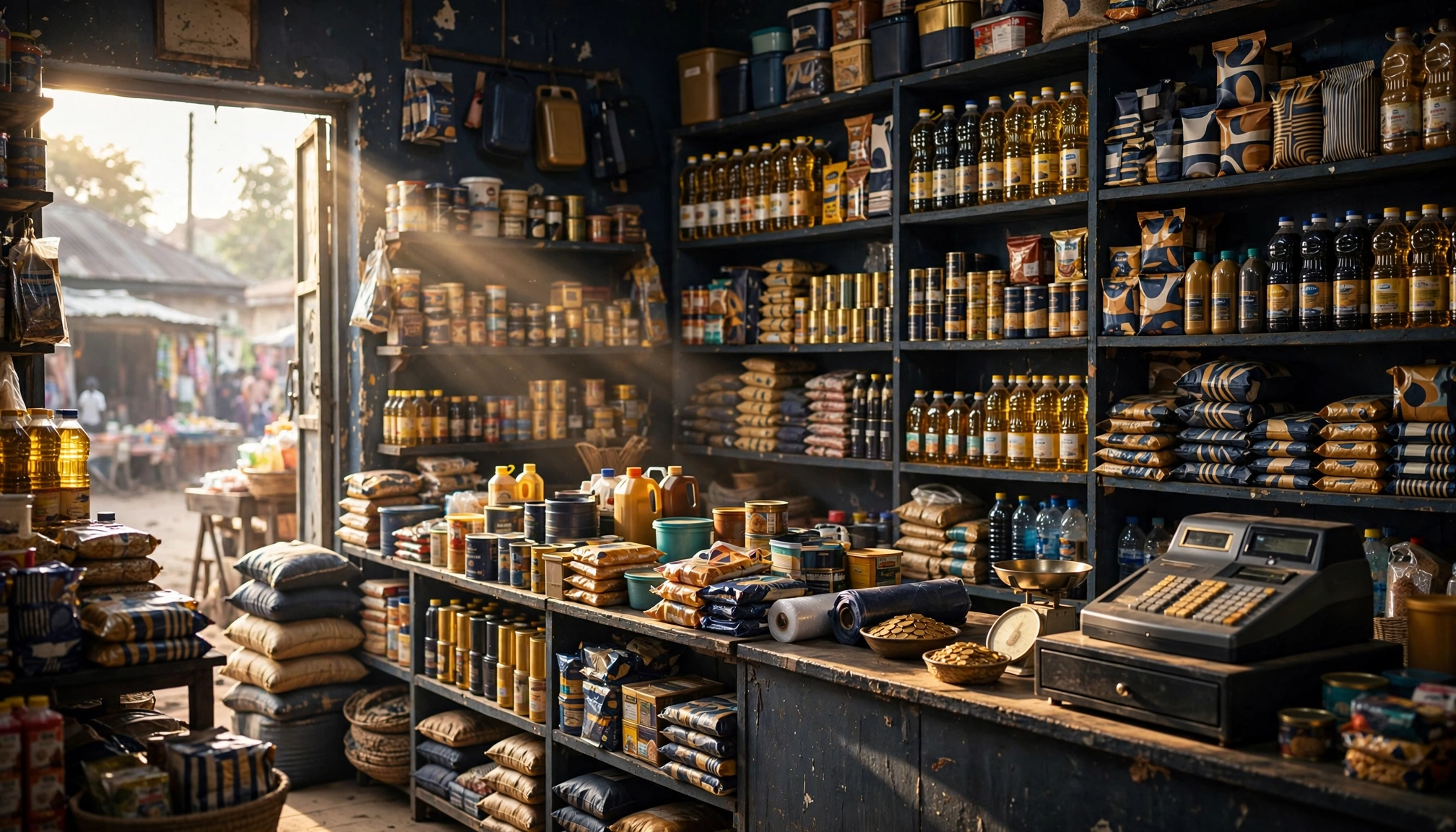A small retail shop owner reviewing sales data