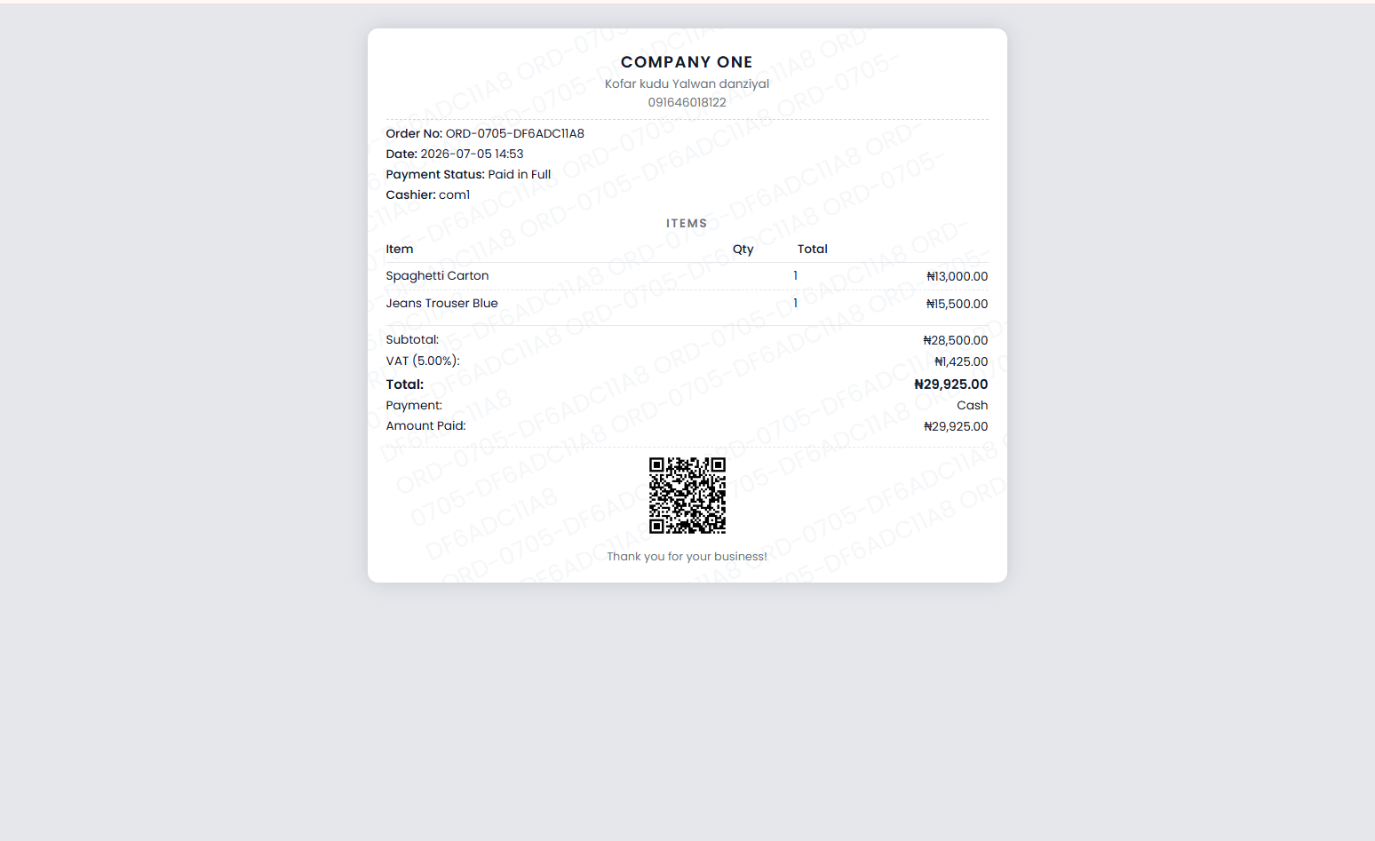 Reciept image sample