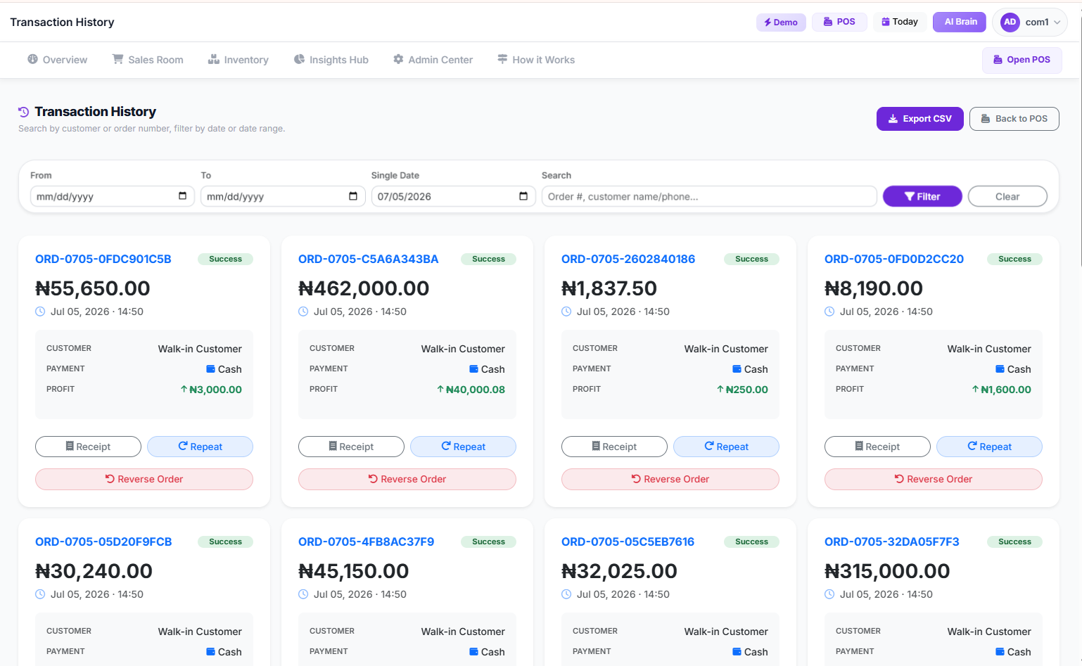 ALL Transaction History Page