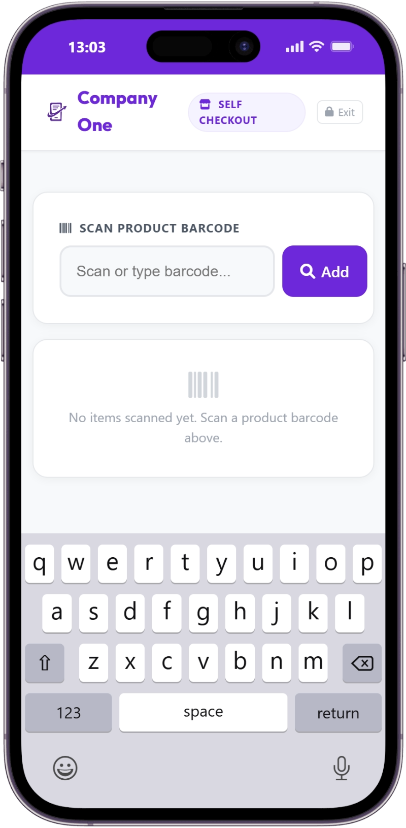Self Checkout Customer Section - Step 2 - Scan the Items