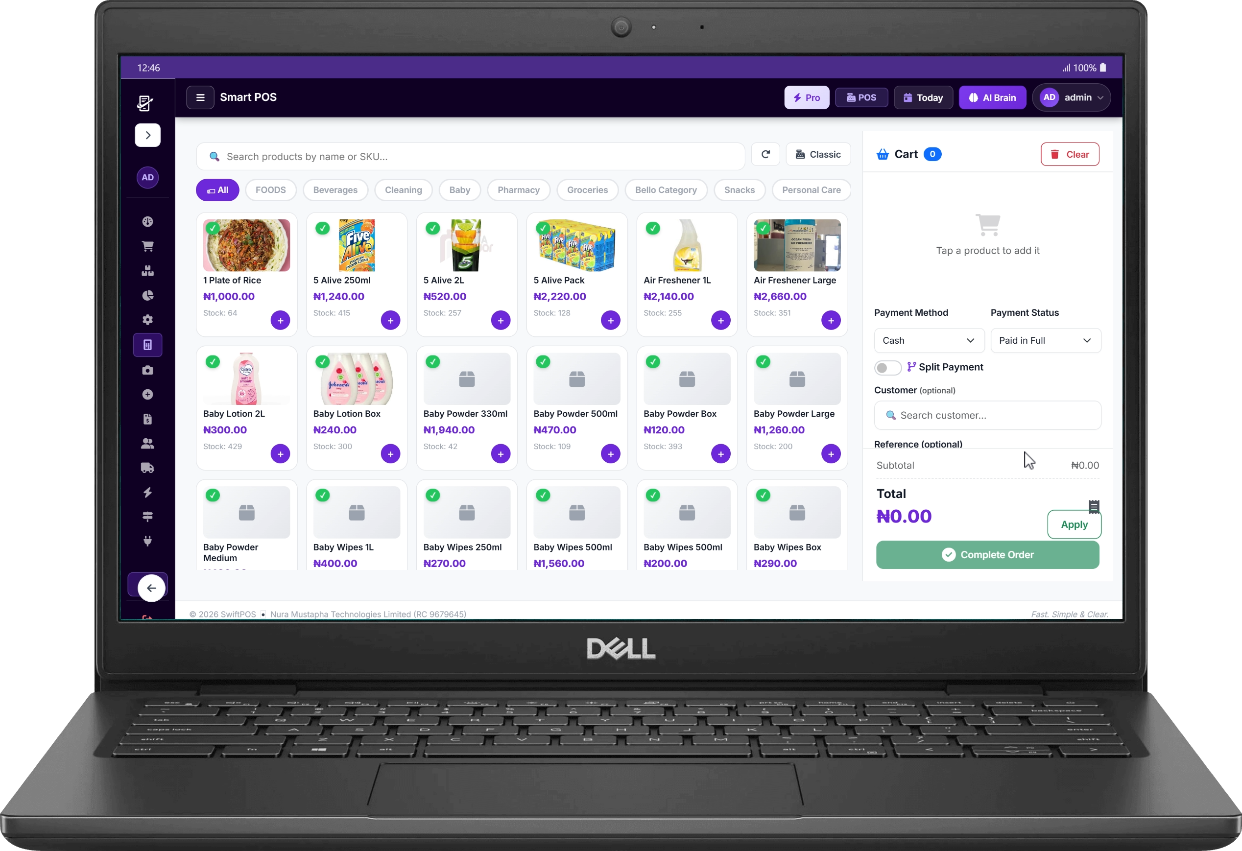 SwiftPOS Smart Grid POS Checkout Terminal on Dell Latitude